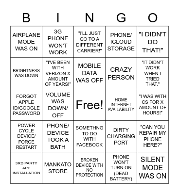 VERIZON TECH Bingo Card