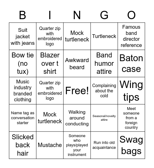 Midwest Band Conference Bingo Card