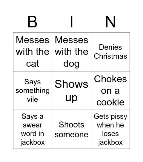 Nick Looman Bingo Card