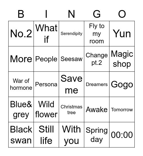 miniminizzLover 🐸💗 Bingo Card