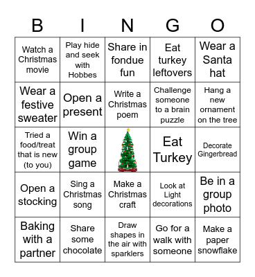 Family Christmas Bingo Card