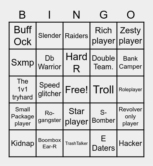 Dahood Bingo Card