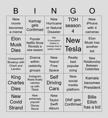 2023 Bingo Card