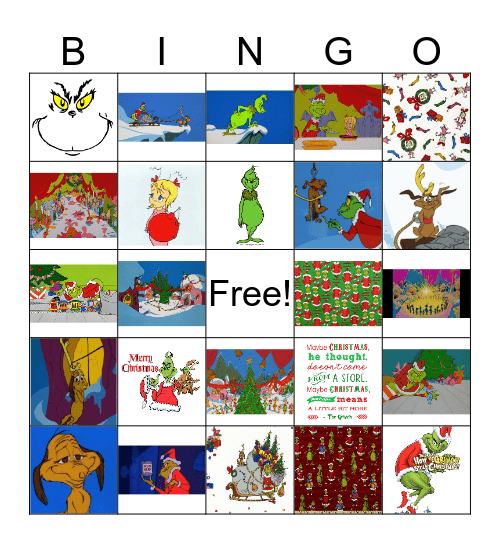 How the Grinch stole Christmas Bingo Card