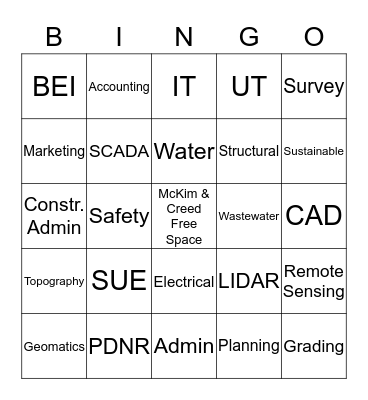 McKim & Creed Bingo Card