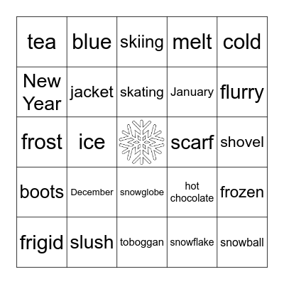 Winter Words Bingo Card