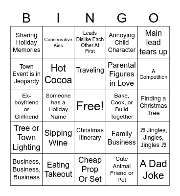 Christmas Movie Bingo Card