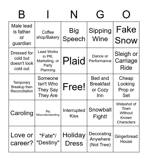 Christmas Movie Bingo Card