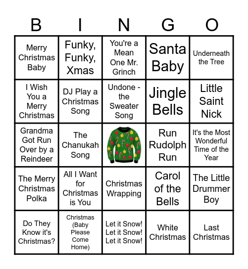 UGLY SWEATER HOLIDAY PARTAY!!! Bingo Card