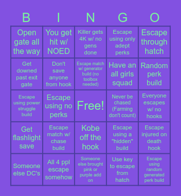 Survivor Hard Mode (DBD) Bingo Card