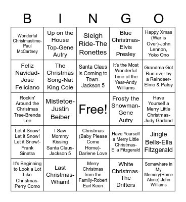 Christmas Bingo Card