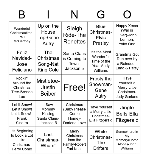 Christmas Bingo Card