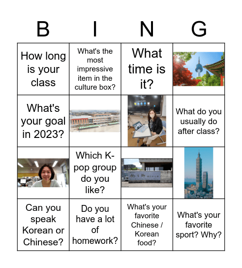 Get to know Nasung & TYK Bingo Card