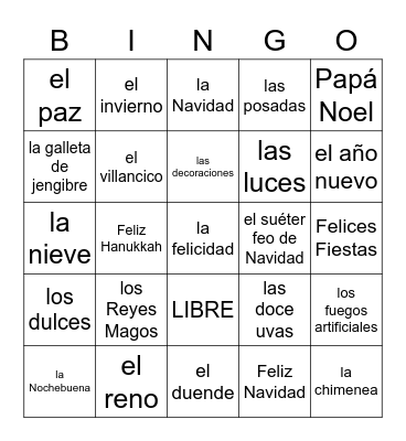 Las Fiestas de Invierno Bingo Card