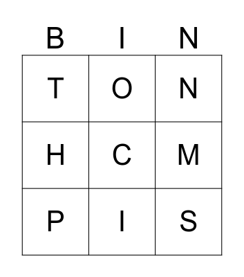 Alphabet Bingo Card