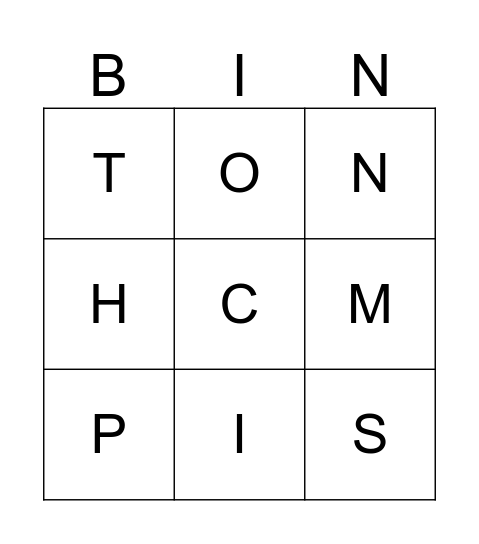 Alphabet Bingo Card