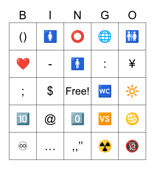 Symbol bingo Card