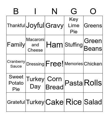 Thanksgiving Bingo  Bingo Card