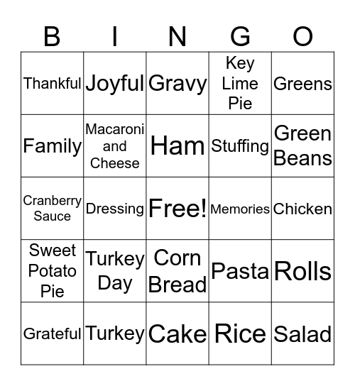 Thanksgiving Bingo  Bingo Card