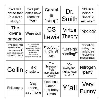 Collin Bingo Card