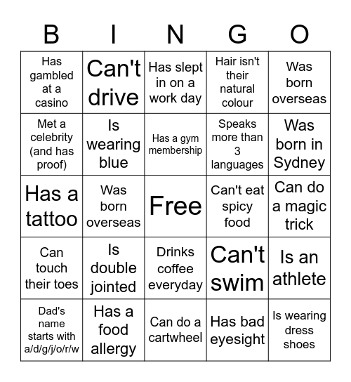 Telstra Summer Intern Bingo! Bingo Card