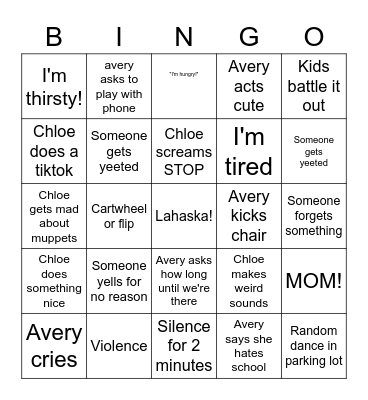 LAHASKA! Bingo :) Bingo Card