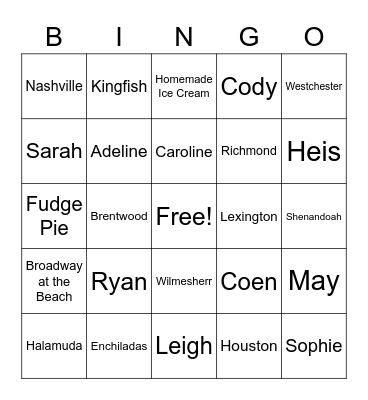Carpenters! Bingo Card