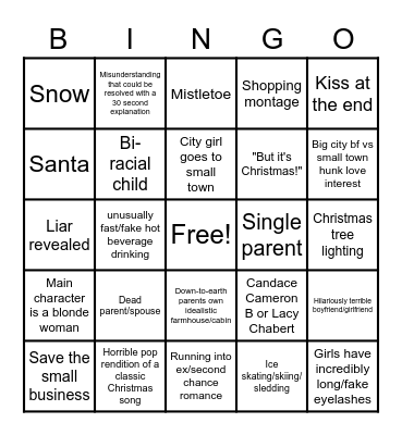 Hallmark Christmas Bingo Card