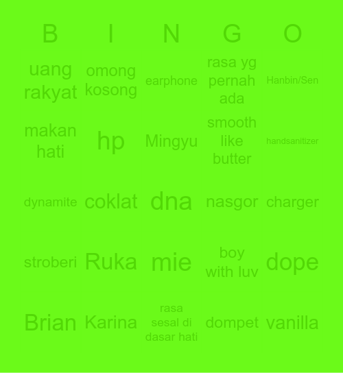 RUKA Bingo Card
