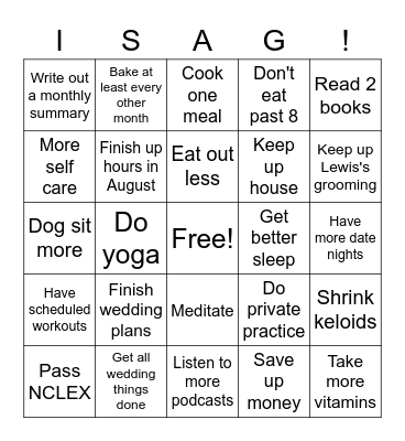 Goals 2023 Bingo Card