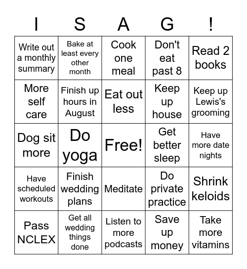 Goals 2023 Bingo Card