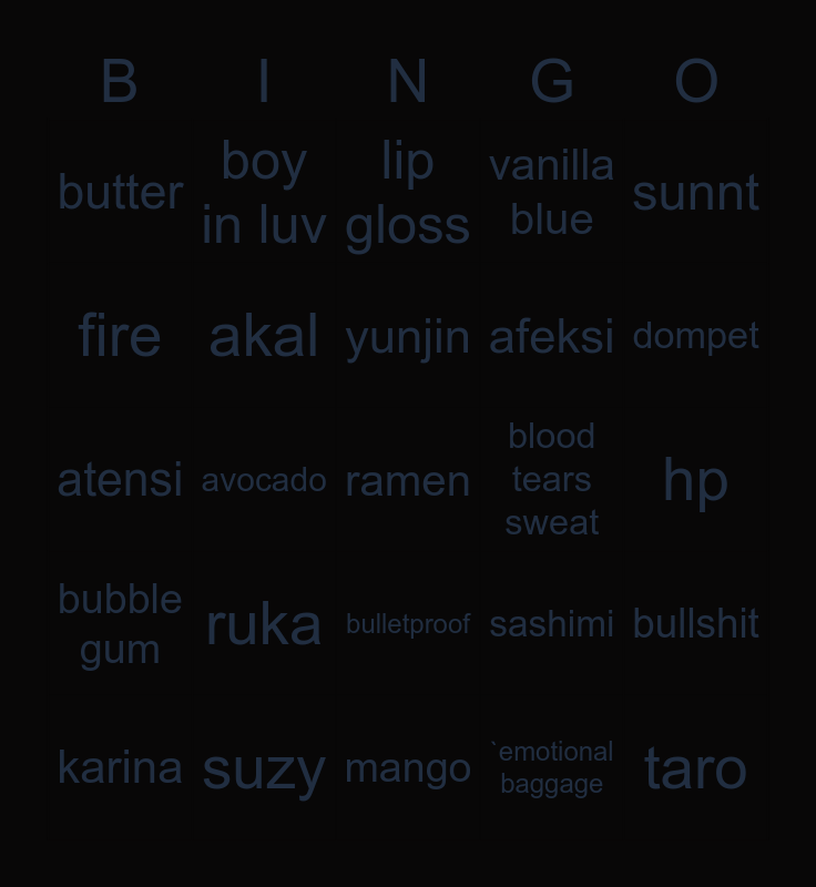 seul Bingo Card