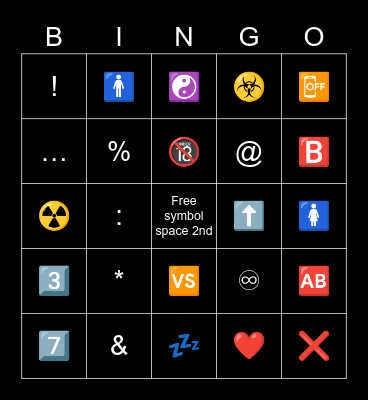 Symbol bingo 2nd card Bingo Card