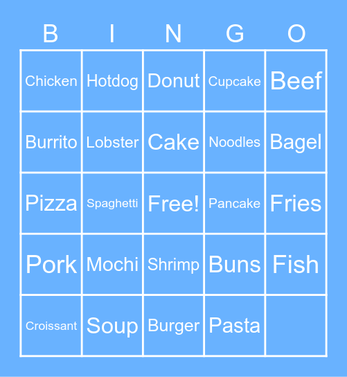 Foodie Bingo Card