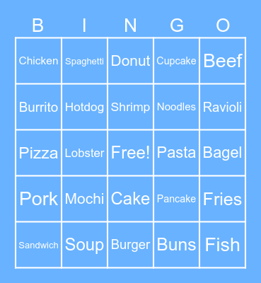 Foodie Bingo Card