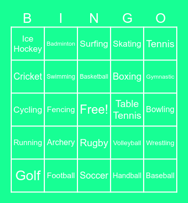 Sportsy Bingo Card