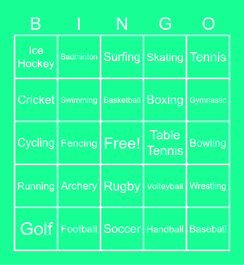 Sportsy Bingo Card