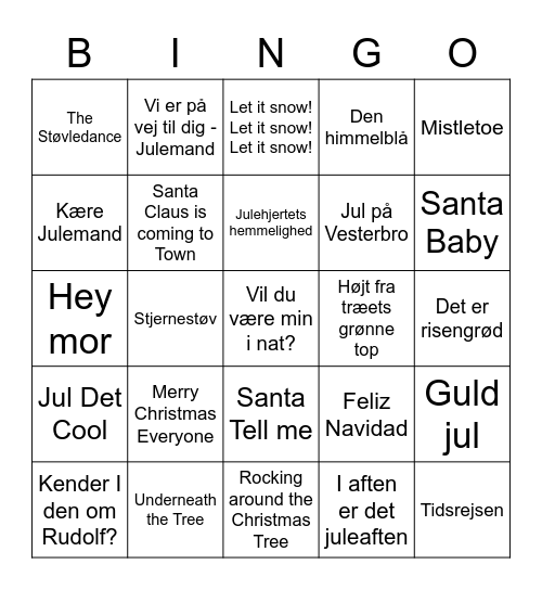 Julemusikbanko Bingo Card