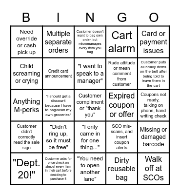 196 Service Bingo Card