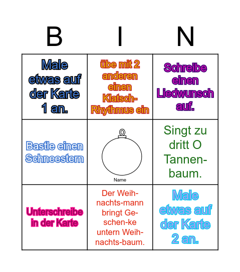 Weihnachtsbingo Card