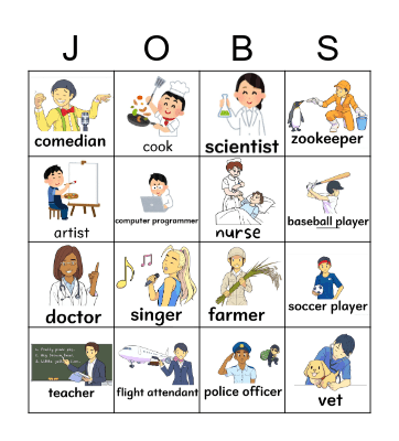 I WANT TO BE - JOBS Bingo Card