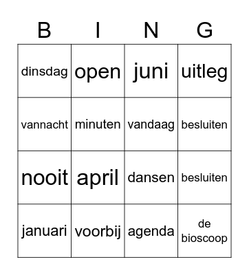 Zebra Hoofdstuk 6 Bingo Card