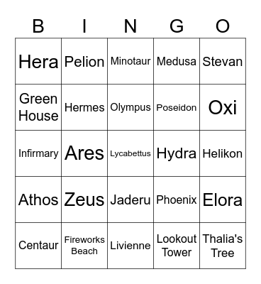 Ehren Bingo Card