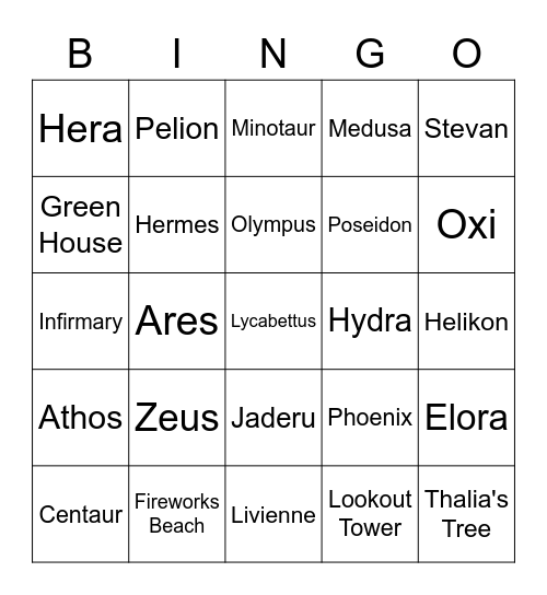 Ehren Bingo Card