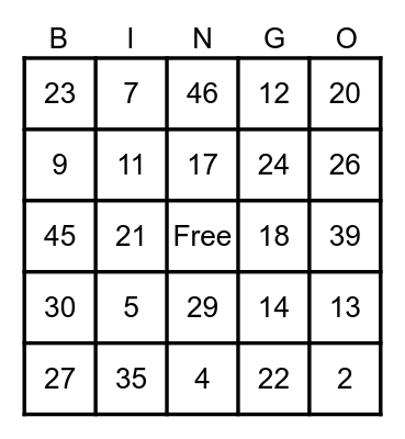 TWT New Year Party 2023 Bingo Card