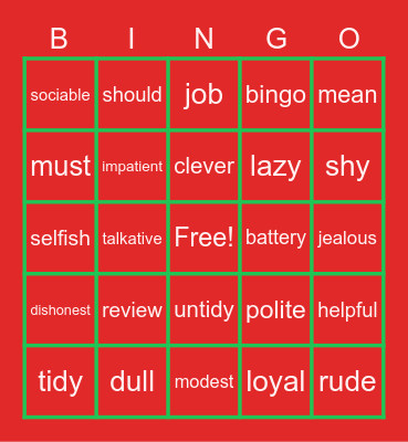 grup 1 Bingo Card