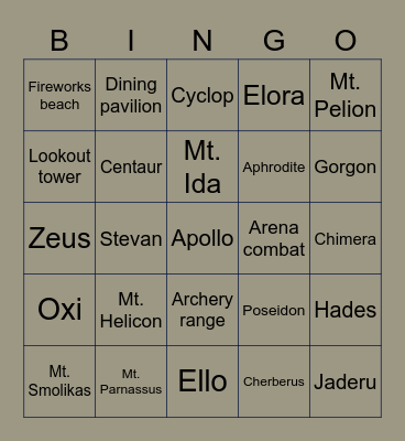 Mavie's Bingo Card