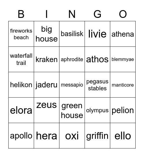 Tyty Bingo Card