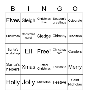 Xmas Bingo Card