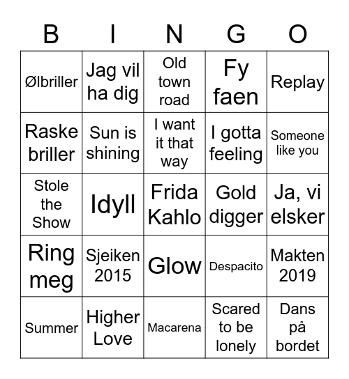 MUSIKKBINGO Card
